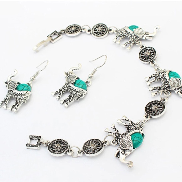 Antique Turquoise Elephant Jewelry Set - Picture 6 of 6